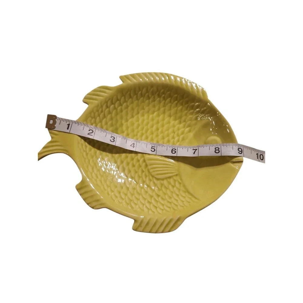 Cemar 638  Fish Salad Plate Mid-century Modern Lime Green California Pottery